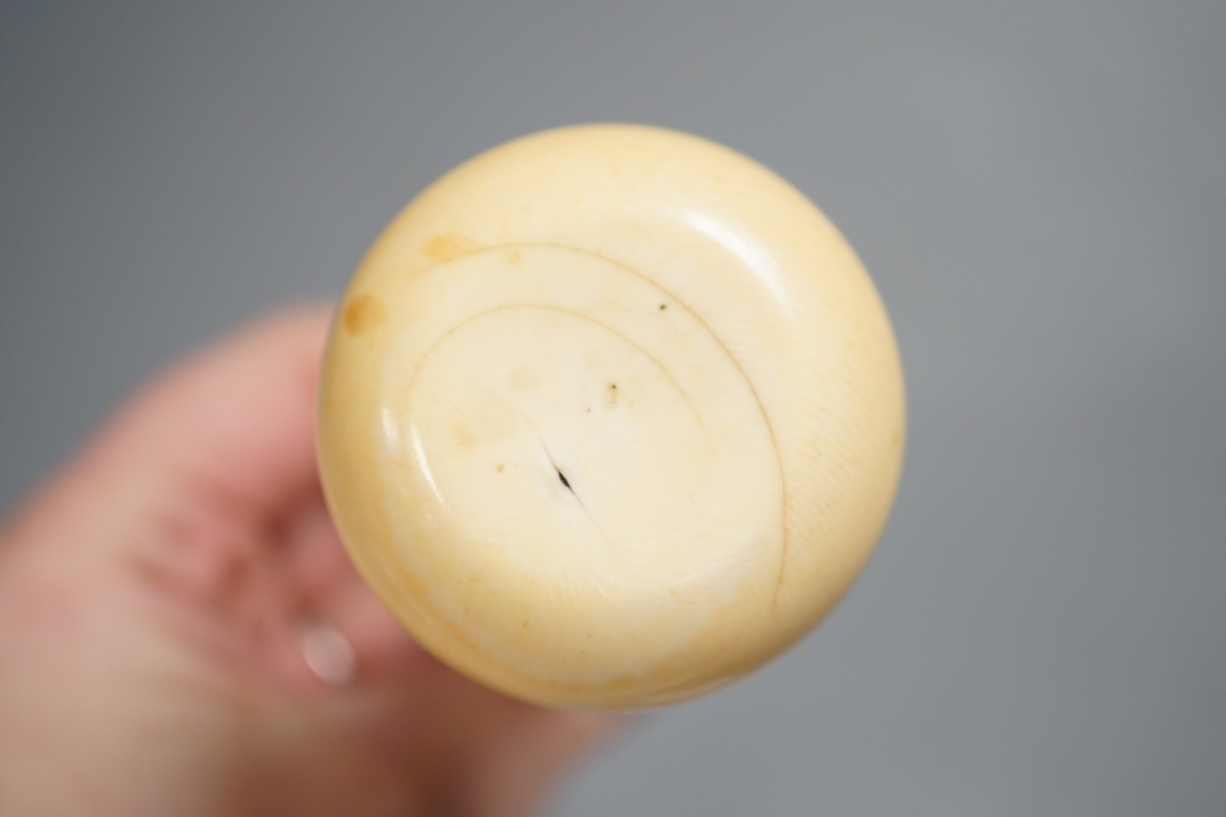 An early to mid 19th century carved ivory desk seal 9cm
